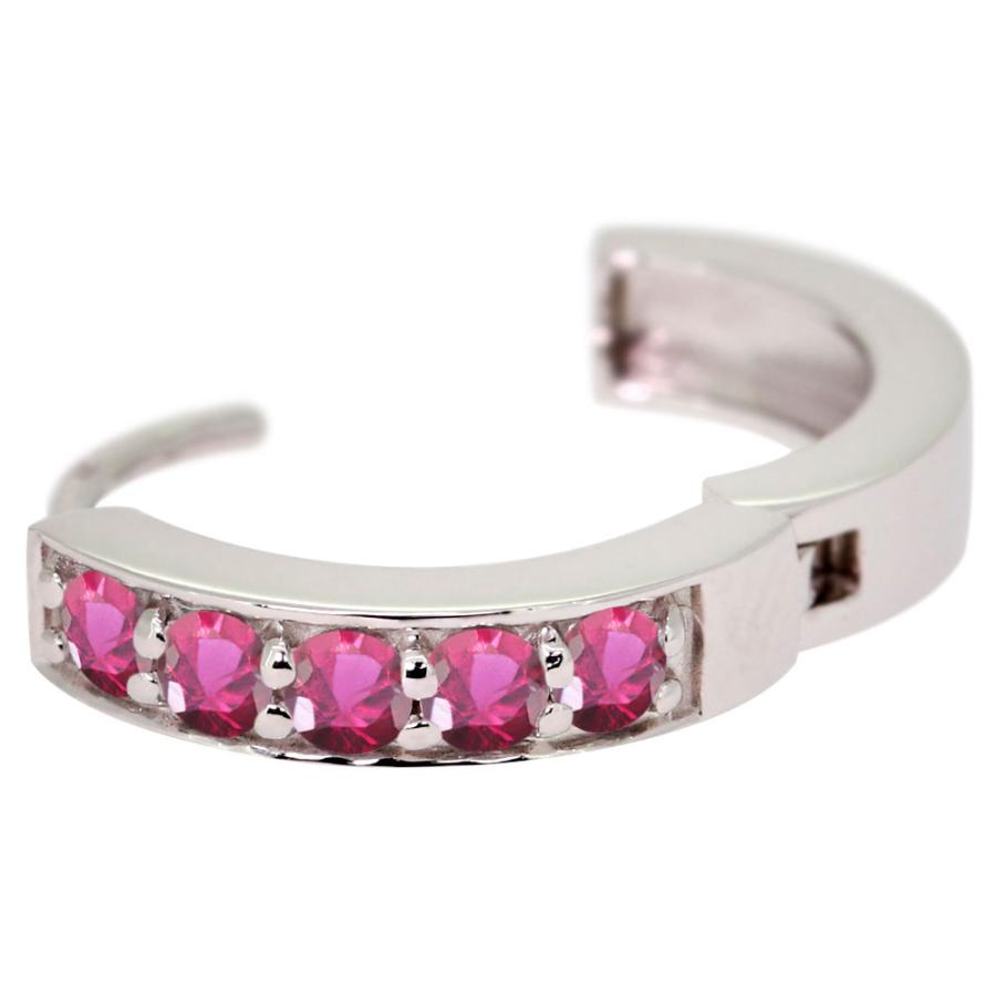 ピアス フープ 小さめ レディース 18k 18金 ゴールド 中折れ フープピアス ルビー_4