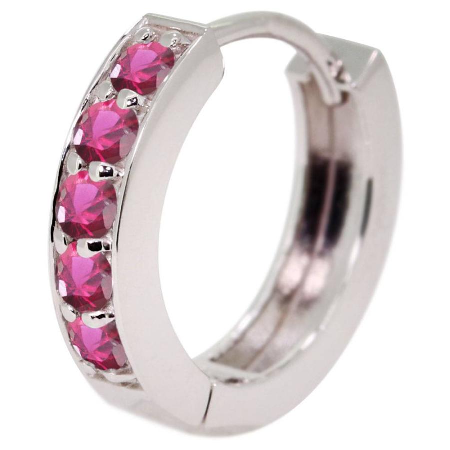 ピアス フープ 小さめ レディース 18k 18金 ゴールド 中折れ フープピアス ルビー_5