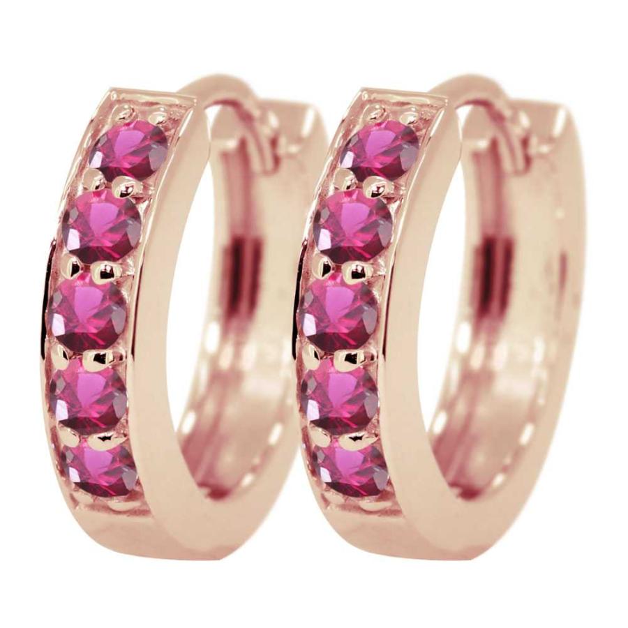 ピアス フープ 小さめ レディース 18k 18金 ゴールド 中折れ フープピアス ルビー_6