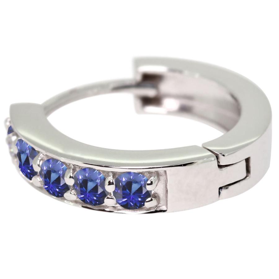 ピアス フープ 小さめ レディース 18k 18金 ゴールド 中折れ フープピアス サファイア_3