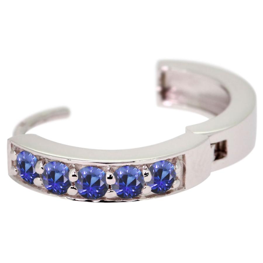 ピアス フープ 小さめ レディース 18k 18金 ゴールド 中折れ フープピアス サファイア_4