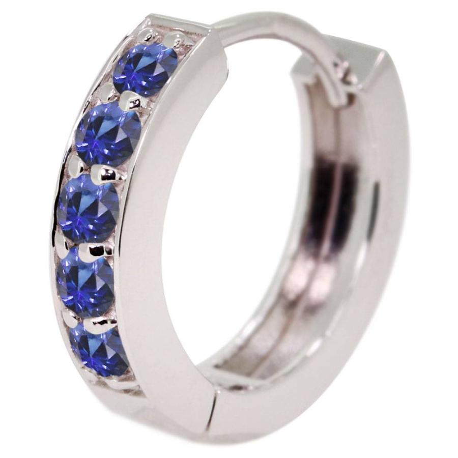 ピアス フープ 小さめ レディース 18k 18金 ゴールド 中折れ フープピアス サファイア_5