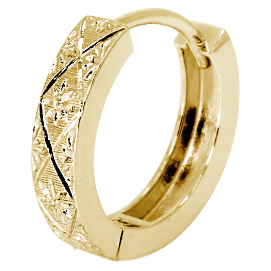 フープピアス メンズ 片耳 ピアス 10k 10金 彫り リングピアス
