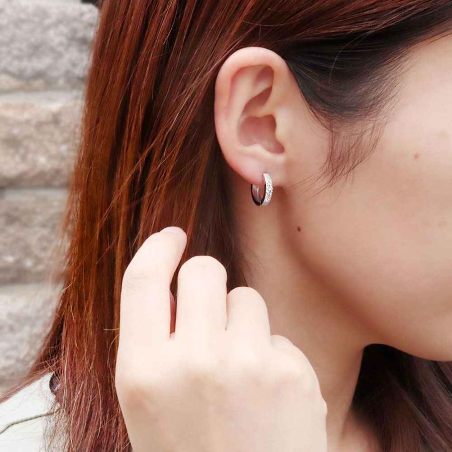 ピアス 18k 18金 フープピアス レディース ゴールド ピンク ダイヤモンド 中折れ 手彫り 両耳の画像