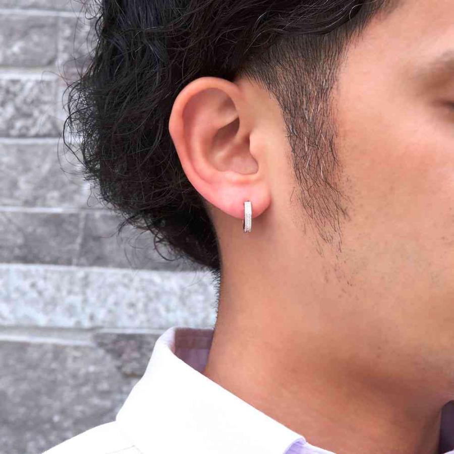 フープピアス プラチナ メンズ 片耳 ピアス フープ 中折れ式 男性