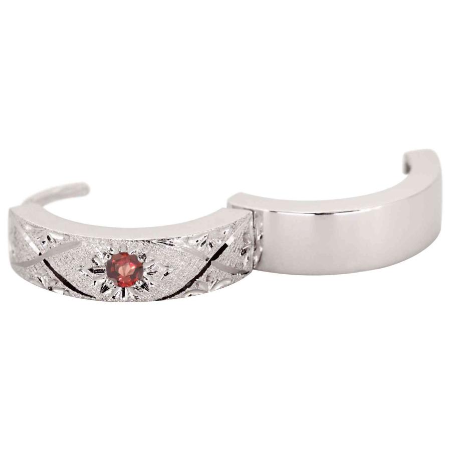 【希少品】 フープピアス プラチナ 両耳用 ピアス ガーネット レディース 洋彫り 中折れ式 小さめ 金属アレルギー 【2825613180】(101640円)