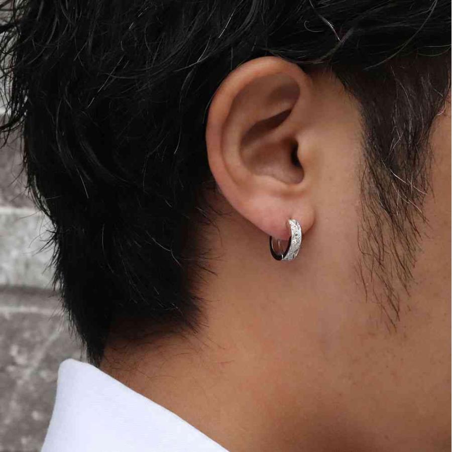 ピアス メンズ フープ 片耳用 ブルートパーズ フープピアス シルバー