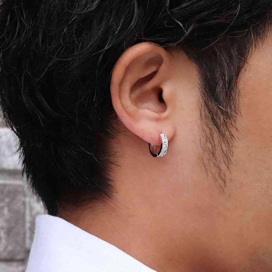 ピアス メンズ フープ 片耳用 ダイヤモンド フープピアス