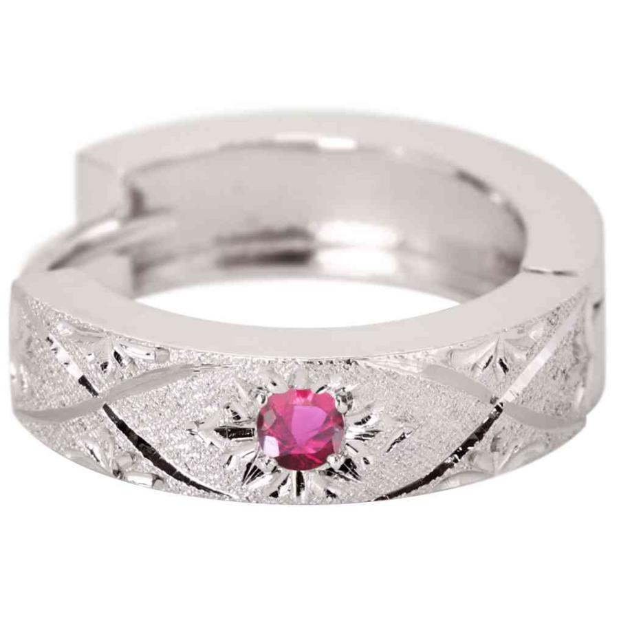 匿名！送料無料！ フープピアス プラチナ 両耳用 ピアス ルビー レディース 洋彫り 中折れ式 小さめ 金属アレルギー 【S2402630723】(86425円)