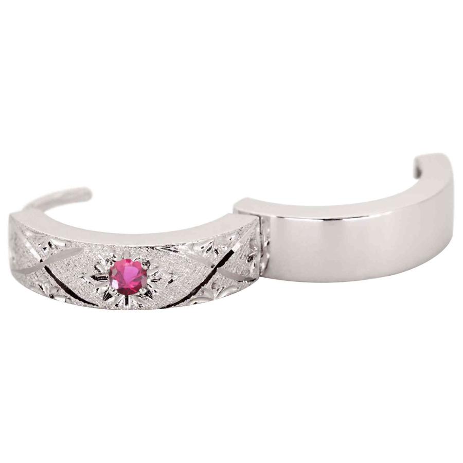 匿名！送料無料！ フープピアス プラチナ 両耳用 ピアス ルビー レディース 洋彫り 中折れ式 小さめ 金属アレルギー 【S2402630723】(86425円)