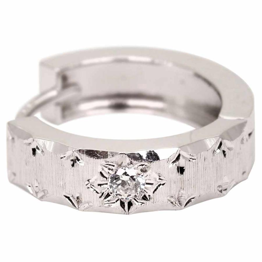 ピアス プラチナ メンズ フープピアス 片耳用 4月誕生石 ダイヤモンド