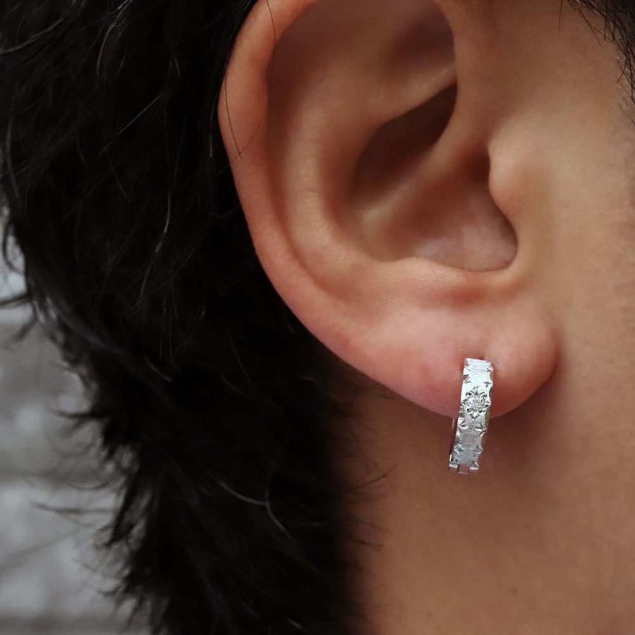 ピアス プラチナ メンズ フープピアス 片耳用 4月誕生石