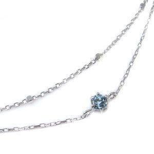 アクアマリンサンタマリア 2連 ブレスレット 18金 一粒 ブレス