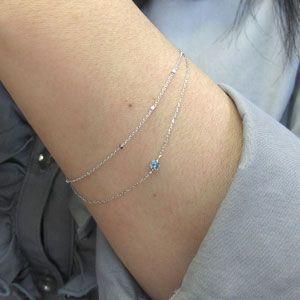 アクアマリンサンタマリア 2連 ブレスレット 18金 一粒 ブレス アクアマリンサンタマリア 2連 ブレスレット 18金 一粒 約4