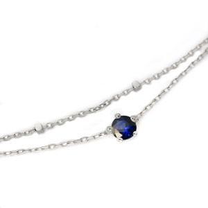 サファイア ブレスレット 18金 王冠 一粒 ブレス 2連