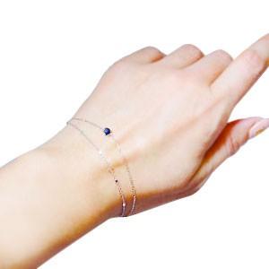 サファイア ブレスレット 18金 王冠 一粒 ブレス 2連 約4