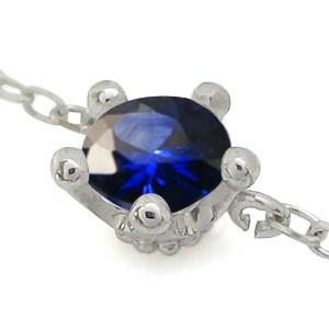 サファイア ブレスレット 18金 王冠 一粒 ブレス 2連 約4