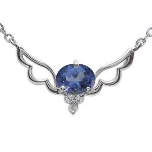 大粒 タンザナイト プラチナ アンクレット 天使の羽 フェザー