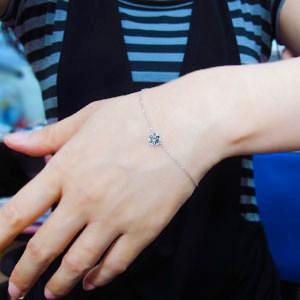 アンクレット アクアマリンサンタマリア パヴェ 一粒 K18 ブレスレットの画像