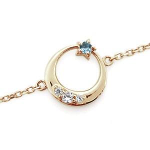 月 星 アンクレット ブルートパーズ アンクレット 18金 ブレスの画像