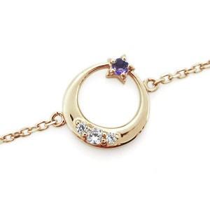 月 星 アンクレット アメジスト アンクレット 18金 ブレスの画像