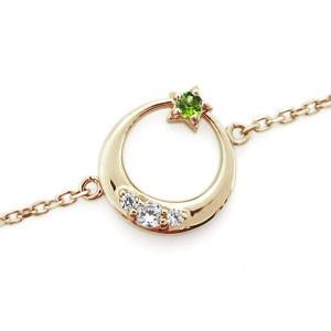月 星 アンクレット ペリドット アンクレット 18金 ブレスの画像