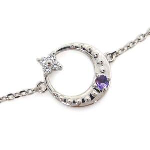 誕生石 プラチナ アンクレット 月 星 アンクレット ブレスレット クリスマス ポイント消化(26863円)