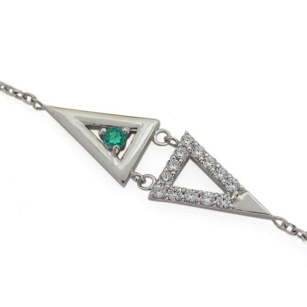 匿名！送料無料！ エメラルドアンクレット レディース ブレスレット プラチナ 【1060991429】(38165円)