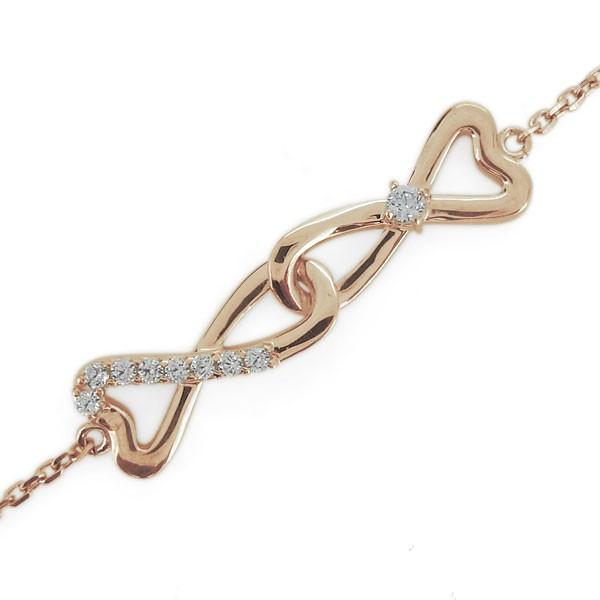 アンクレット ハート インフィニティ 4月誕生石 ダイヤモンド ブレスレット 10金