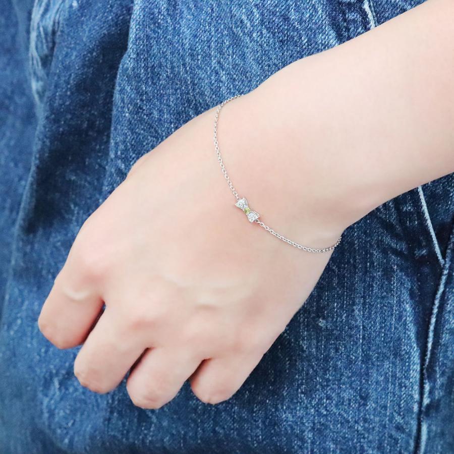 アンクレット ブレスレット レディース 誕生石 8月 ペリドット リボン 10金 0mm ペリドット 天然石使用 約0