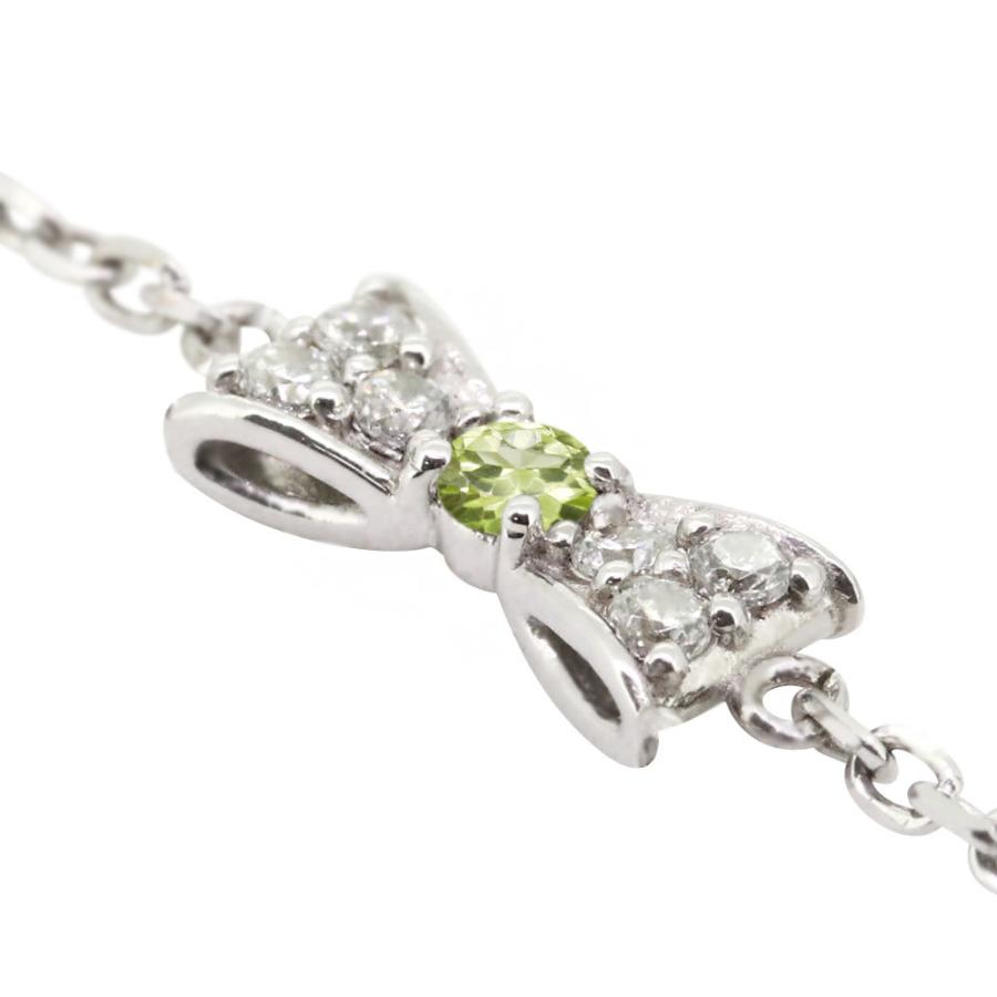 アンクレット ブレスレット レディース 誕生石 8月 ペリドット リボン 10金 0mm ペリドット 天然石使用 約0