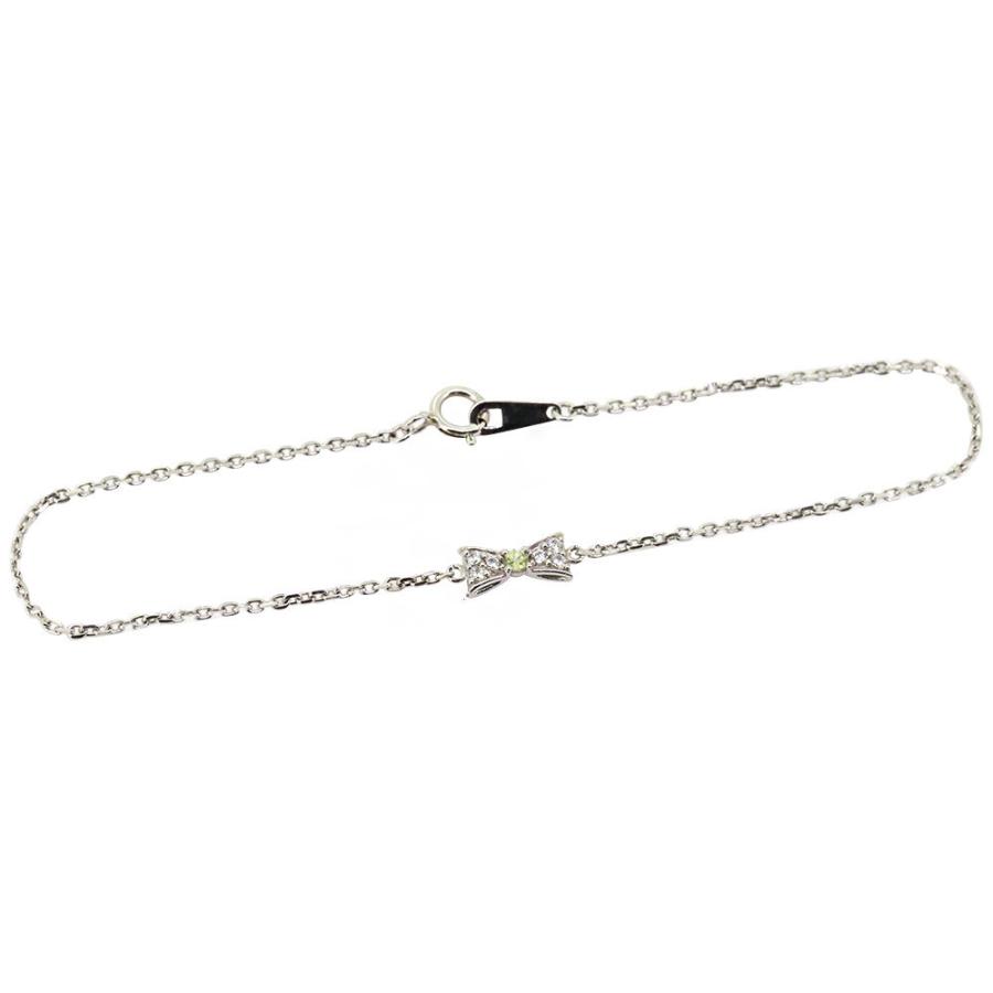 アンクレット ブレスレット レディース 誕生石 8月 ペリドット リボン 10金 0mm ペリドット 天然石使用 約0