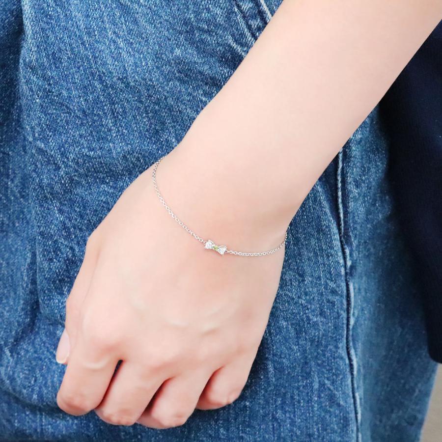 アンクレット ブレスレット レディース 誕生石 8月 ペリドット リボン 10金 0mm ペリドット 天然石使用 約0