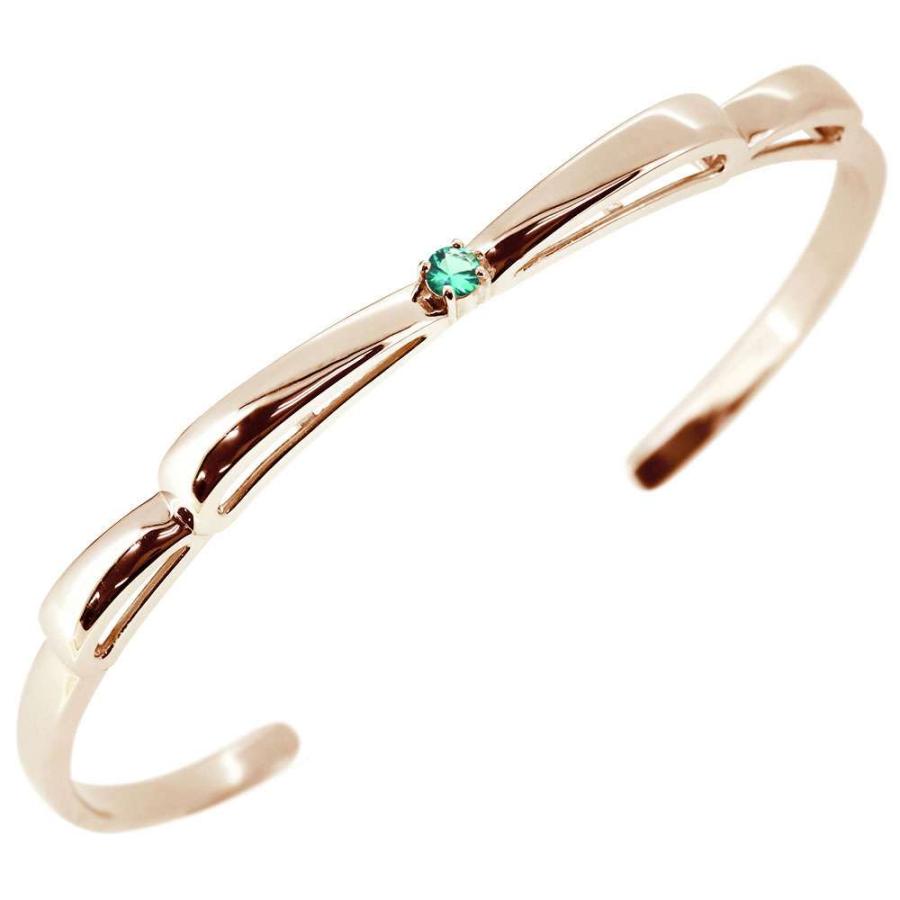 K18WG エメラルドバングル バングル ゴールド レディース 18k 18金 リボン エメラルド