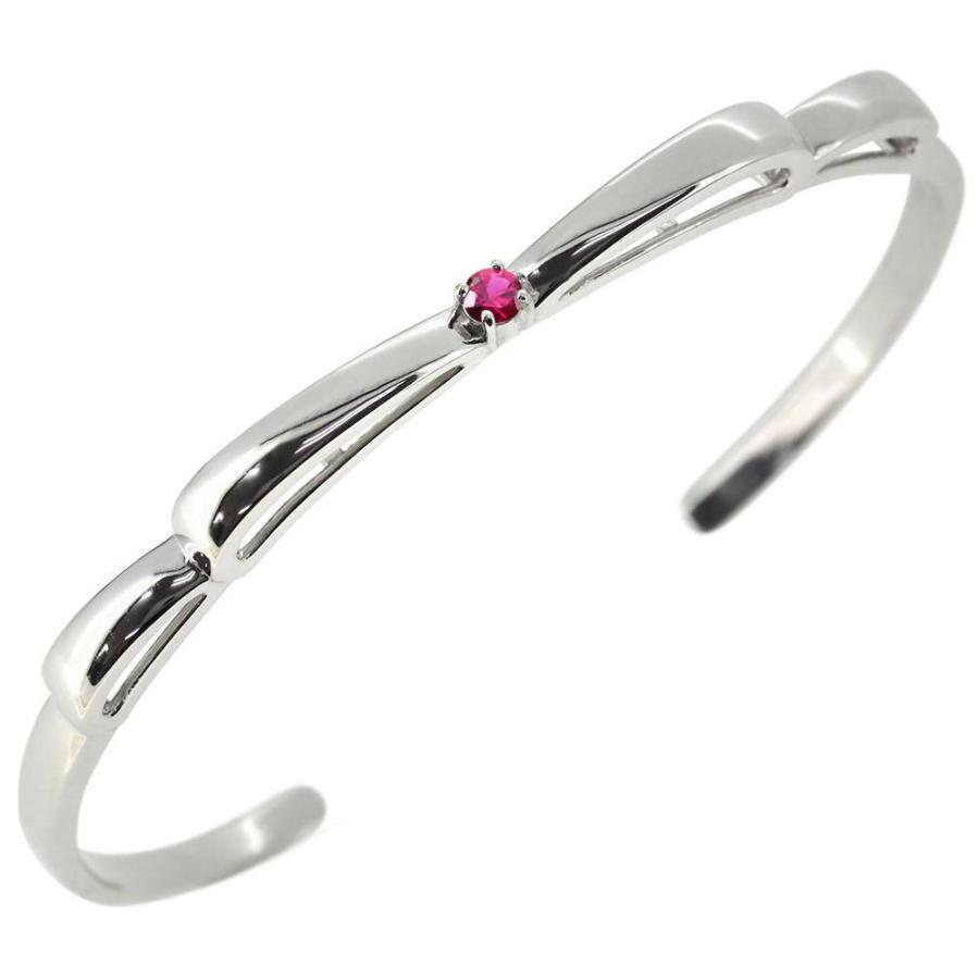 バングル ゴールド レディース 18k 18金 リボン ルビー ブレスレット