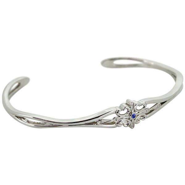 シルバー バングル メンズ 太め 細め クロス 誕生石 9月 サファイア