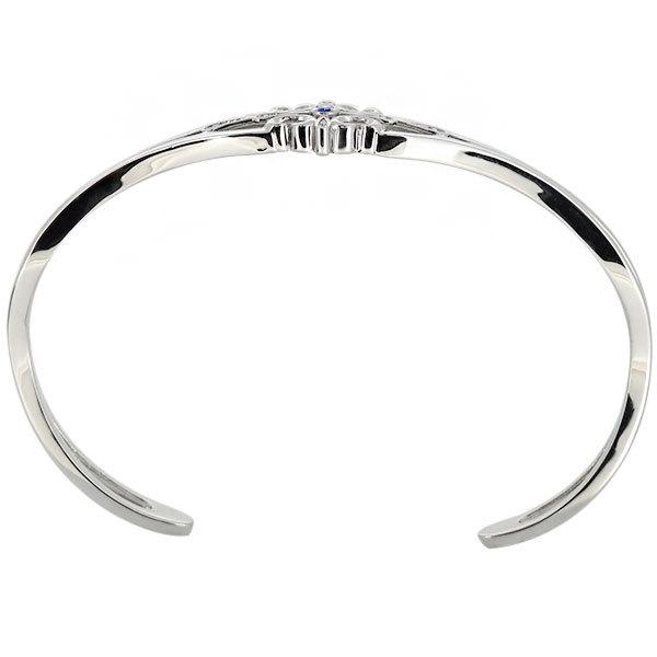 シルバー バングル メンズ 太め 細め クロス 誕生石 9月 サファイア