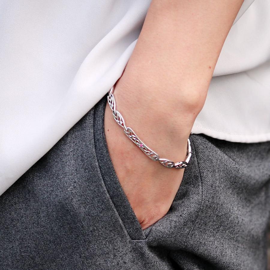 ブレスレット メンズ シルバー メンズブレスレット 誕生石 7月 ルビー