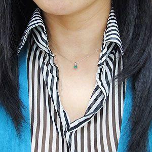 一粒 エメラルド ネックレス シンプル エメラルドペンダント K18の画像