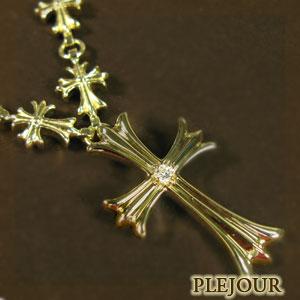 ダイヤモンド クロス ペンダントK18イエローゴールド ネックレス｜plejour｜02