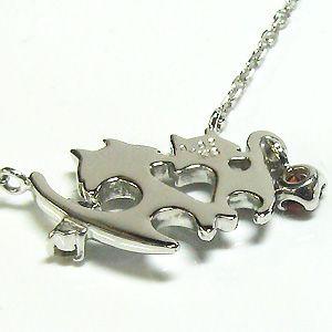 ガーネット ネックレス シルバー 猫 一粒 ペンダント