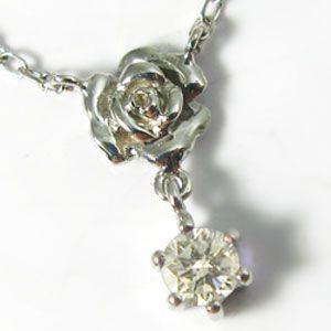 ダイヤモンド ペンダント K18ゴールド ネックレス 薔薇 ダイヤネックレス