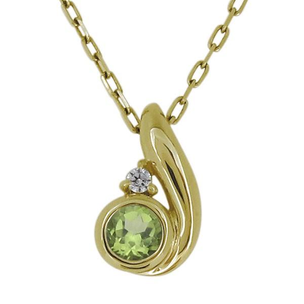 ネックレス レディース シンプル 20代 30代 40代 ペリドット 8月誕生石 10金