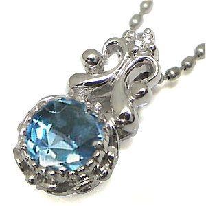 ブルートパーズ ネックレス K10 一粒 ブルートパーズペンダント