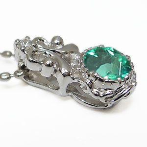 プラチナ ペンダント 一粒 エメラルド ネックレス クリスマス ポイント消化の画像