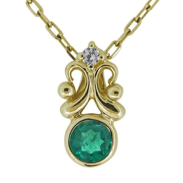 ネックレス 天然石 5月 エメラルド レディース オシャレ アンティーク 10金 ペンダント
