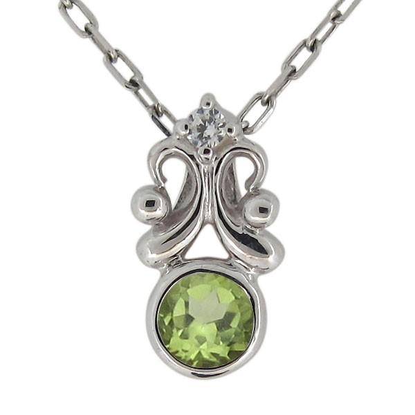 ネックレス レディース オシャレ プラチナ ペリドット アンティーク調 ペンダント クリスマス ポイント消化