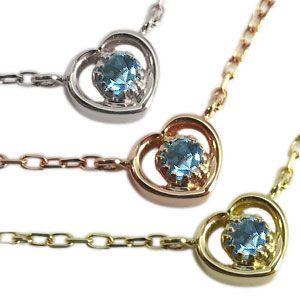ブルートパーズ ペンダント ハート 一粒 18金 ブルートパーズネックレス