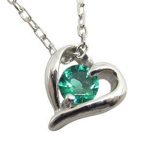 プラチナ ネックレス ハート 一粒 エメラルド ネックレス クリスマス ポイント消化