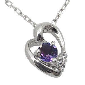 K10 アメジスト ネックレス 一粒 ハート ネックレス